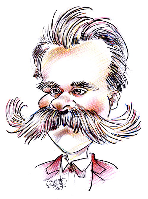 caricatura de friedrich nietzsche